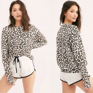 MONROW X Free People Leopard Sweatshirt Size XS NWT
